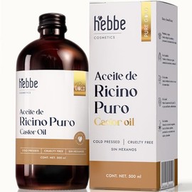 HEBBE Aceite De Ricino Puro 500 ml  Tratamiento Capilar y Facial Natural  Estimula Crecimiento de Cabello, Pestañas, Cejas y Barba  Hidratante y...   