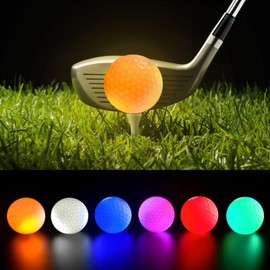 BORDEAG Luminous Golf Balls, Pack of 6 LED Golf Balls, Colourful Golf Balls, Colourful Light Up Golf Balls, Night Golf Ball, Luminous Golf Ball, Perfect for Night Training