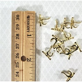 The Dolls House Emporium Dollhouse Wall Coat Hooks Set of 12 Metal 1:12 Scale Miniature Gold Finish 1/2"