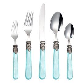 CATHYLIN REVERIE Collection 18/10 Stainless Steel Vintage Flatware set,Sliverware set,Dishwasher safe (20, Blue)