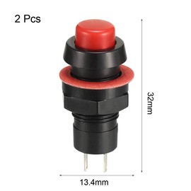 sourcing map 10mm Mounting Hole Red Latching Push Button Switch SPST NO 2pcs