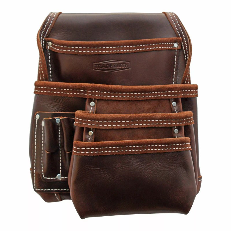 TradeSmith TS5236- 7 Pocket Top Grain Leather Tool Pouch