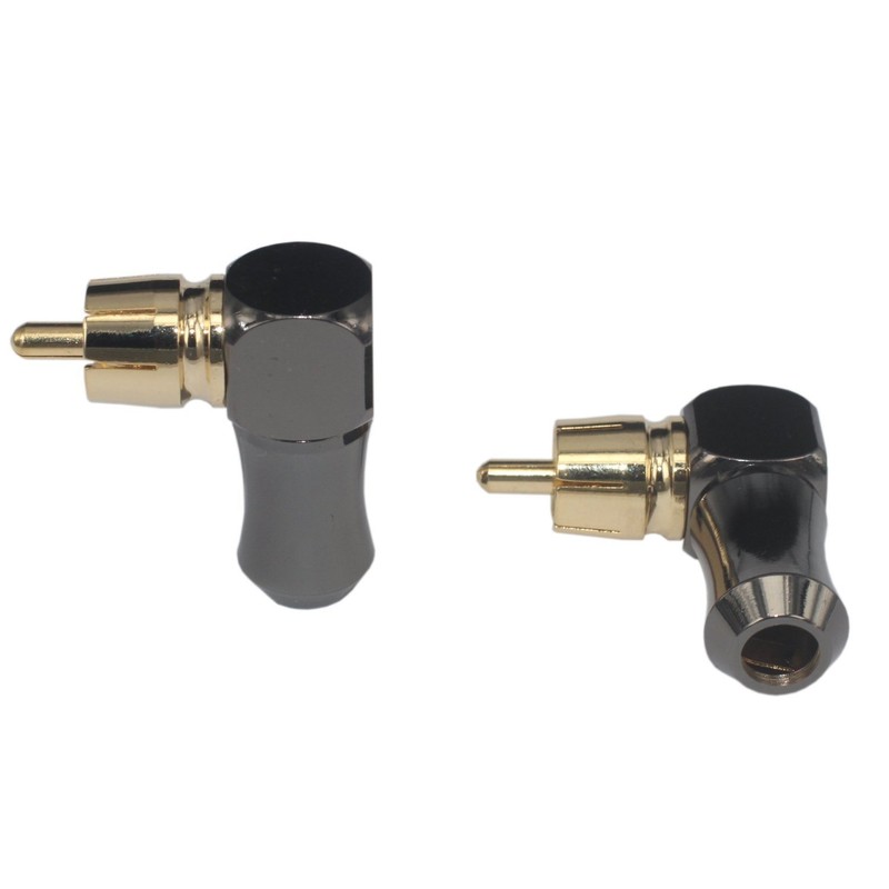 [2Pcs 90° Angle] Hi End RCA Male Plug Adapter Audio