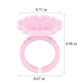 Disposable Plastic Eyelash Flower Glue Ring Lash Extension Blossom Holder Cup (Pink)