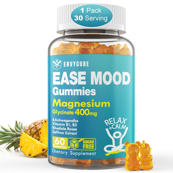 Sugar Free Magnesium Glycinate Gummies 400mg with Ashwagandha, B1, B3,