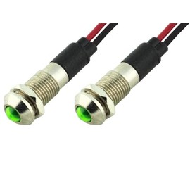 Alpinetech PL8B 8mm 5/16" Green 120V AC/DC LED Metal Signal Indicator Pilot Dash Light (Green) (Pack of 2)