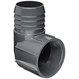 Spears 1407 Series PVC Tube Fitting, 90 Degree Elbow, Schedule 40, Gray, 3/4" Barbed x NPT Female