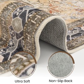 Washable Runner Rug 2x6 | Non Slip Rug Runners for Hallways, Entryways, Kitchens, Bathrooms, Bedrooms | Ultra-Soft Flannel Carpet Runners with Rubber Backing (Olive Brown, 2x6)