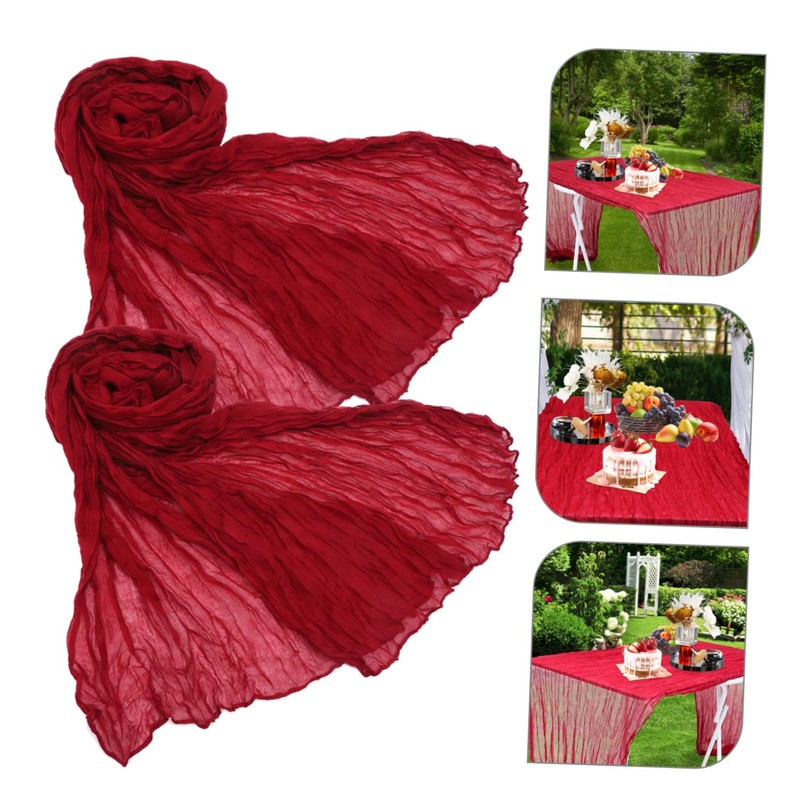 Mobestech 2pcs Boho Gauze Table Runner Romantic Decorative Table Cloth