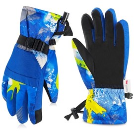 MIG4U - Guantes de esquí para niños, impermeables, 3M Thinsulate con visualización táctil, guantes de invierno para niños, guantes de nieve cálidos para niñas