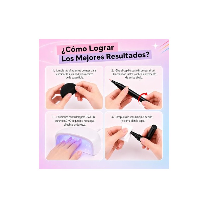 Pinceles para Uñas, Gel para Uñas, Requires lamp curing 6
