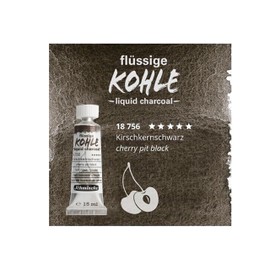 Schmincke - Liquid Charcoal, Liquid Charcoal, Cherry Stone Black, 15 ml, 18 756 006, for Charcoal Painting, Charcoal Drawing and Underpainting, Vegan
