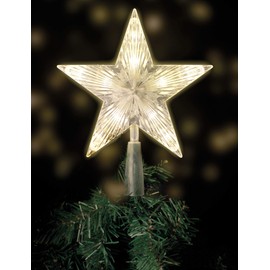 Christmas Tree Topper with 10 LEDs with Power Plug, 18 x 22 cm, Illuminated Christmas Tree Topper in Warm White, Christmas Tree Star Topper