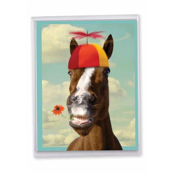 NobleWorks - Big Funny Birthday Greeting Card 8.5 x 11 Inch with Envelope (1 Pack) Large Jumbo Bday Horse Around J9304BDG