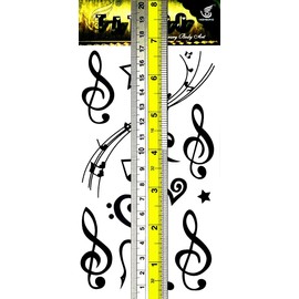 PARITA Tattoos Temporary Black Stars Musical Notation Music Note Symbol Tattoo Fake Stickers Cartoon Tattoo Art Fashion Fantasy Fun Party Waterproof Removable for Kids Teens Adults (1 Sheet.) (10)