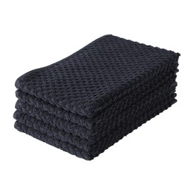 Samarkan Towel, Face Towel, Set of 5, Dramatically Less Fluffing, Absorbent and Uneven Pattern, 13.4 x 33.5 inches (34 x 85 cm), Approx. 4.3 oz (110 g), 100% Cotton (Noir)