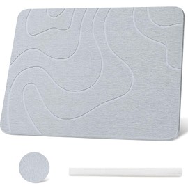 45 * 35cm Tapete de baño de Piedra, Tapete baño de Tierra de Diatomeas, Tapete de diatomita Antideslizante, Fácil de Limpiar, Ultra Absorbente, Secado rápido, para Salón, Ducha (Gris Claro)