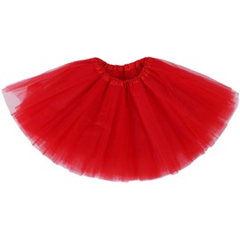 traderplus Women's Vintage 1950s Tutu Petticoat Ballet Bubble Dance Skirt Short Pettiskirts, Red, Large