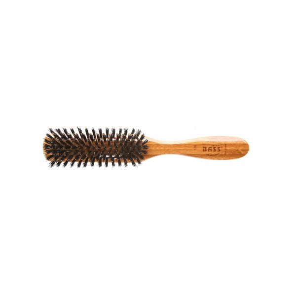 Bass Brushes | Shine & Condition Hair Brush | 100% Premium Natural Bristle FIRM | Pure Bamboo Handle | 7 Row Contour | Dark Finish | Model 126 - DB