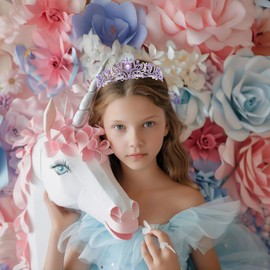 Schmoopy Tiara Crown for Women, Crystal Tiara for Bridal Prom Queen Birthday Birthday Party (A-Purple)