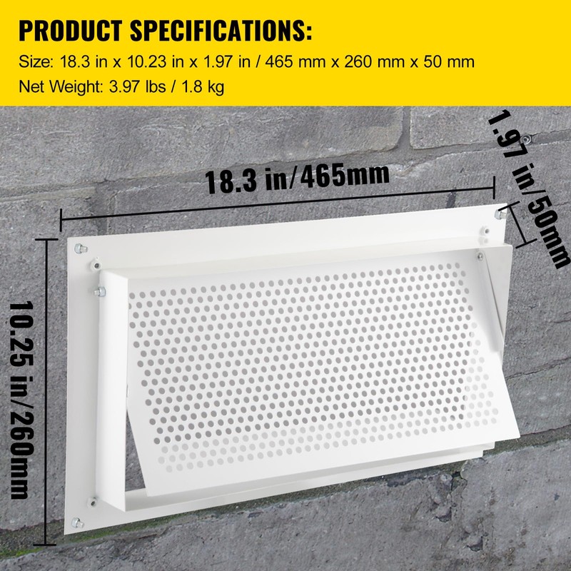 Happybuy Crawl Space Flood Vent - 8" Height x 16"