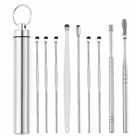FontFable Aviation Grade Stainless Steel Ear Spoon,Earwax Remover Earwax Remover for Adults 10Pcs Earwax Cleaning Tool Ear Cleaner With Storage Container Ear Cleaner Suitable for Children Teenagers and Adults