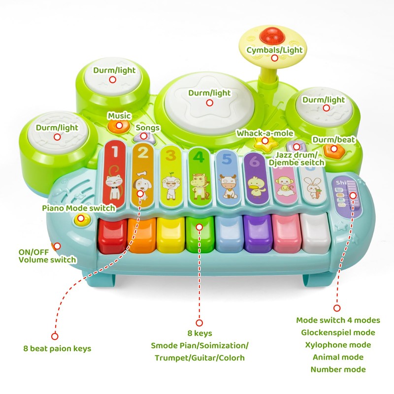 Marstone Musical Toys for Toddlers 1-3, Baby Piano Keyboard for