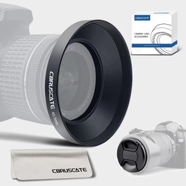 40.5 mm universal metal lens hood, wide angle lens hood, compatible with all 40.5 mm camera lenses, 40.5 mm lens cap and lens cleaning cloth