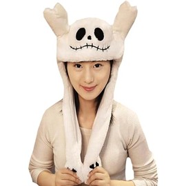 amaletPlay Skulls Halloween Hat, Moving Ears, Kigurumi Cap, Skull Skeleton