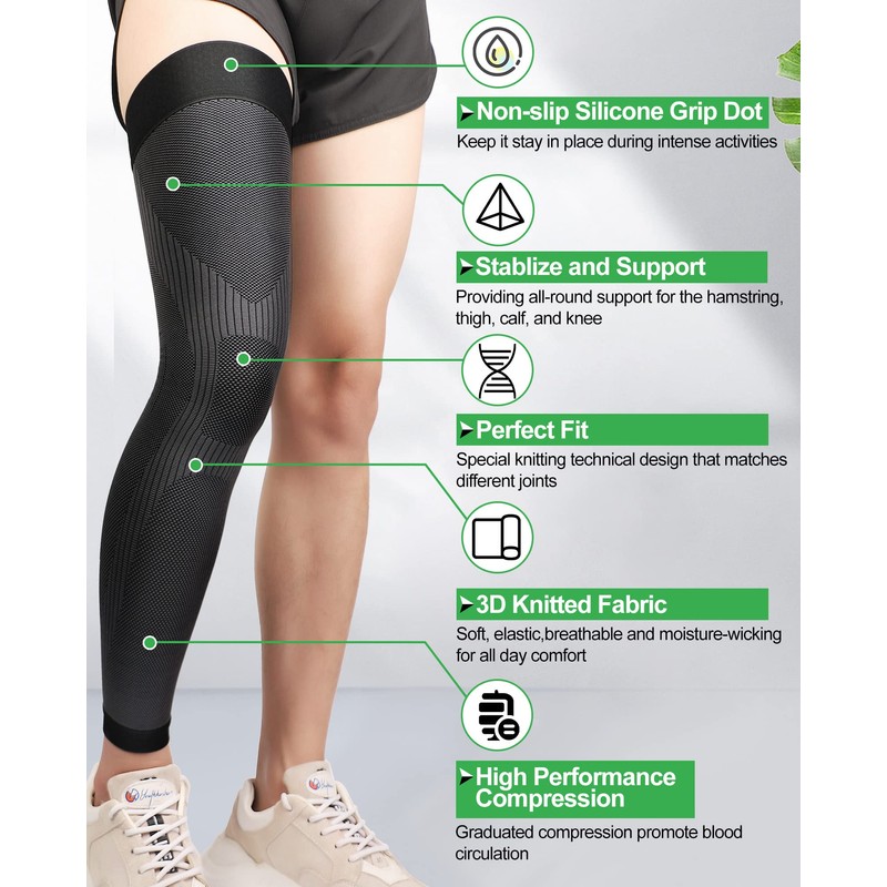 KEKING® Full Leg Compression Sleeves, Unisex, Thigh High Compression Stocking