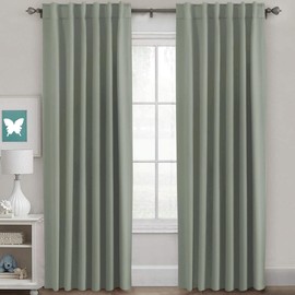 H.VERSAILTEX Blackout Curtains Thermal Insulated Window Treatment Panels Room Darkening Blackout Drapes for Living Room Back Tab/Rod Pocket Bedroom Draperies (2 Panels, Sea Grass, 52 x 84 Inch)