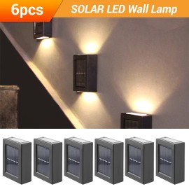 Unbranded 6PACK LED Solar Power Fence Lights Deck Wall Stair Step Garden Lamp WARM WHITE
