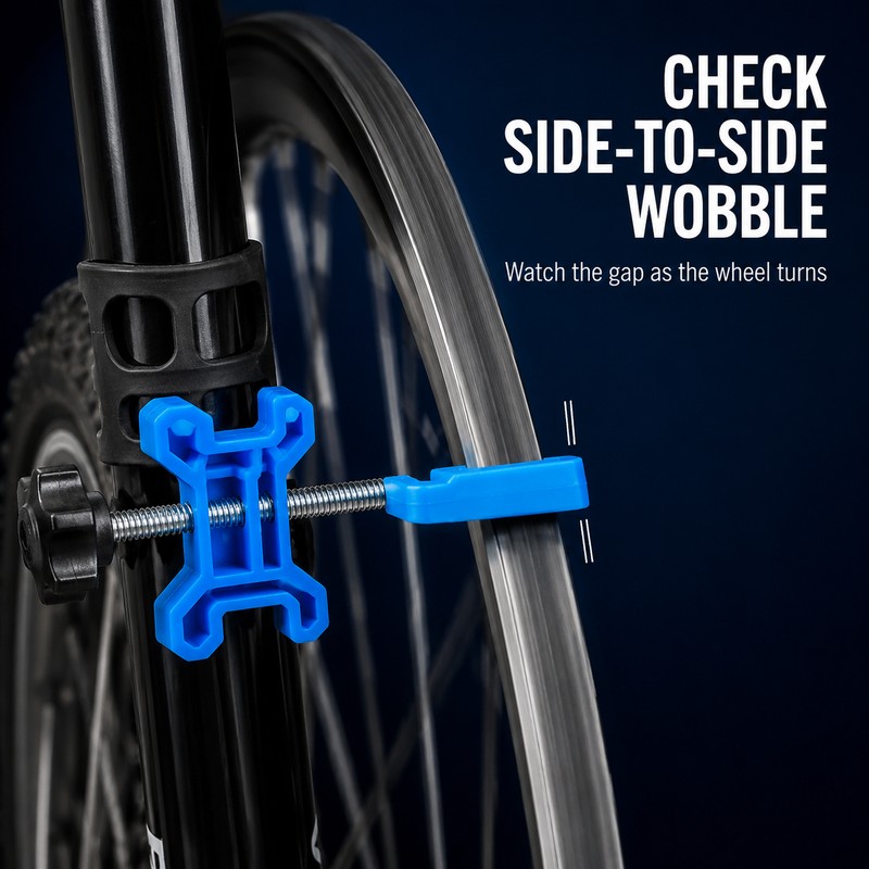 Mini Bicycle Wheel Truing Tool with Rubber Strap, Portable Rim