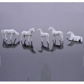 10 x Model Horses, White, for Farm Model Making Model Railway Track H0