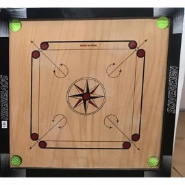 sovereign Carrom Board 32” x 32” Wooden Game FREE BEGINNER COINS & STRIKER INDOOR OUTDOOR