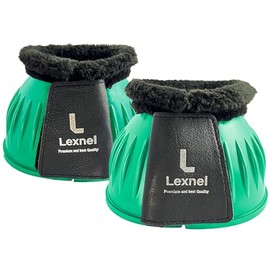 LEXNEL Rubber Horse Bell Boots – Durable Overreach Protection & Secure Hook-and-Loop Closure (Green, Small)