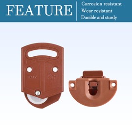 QUARKZMAN 35 mm Dmr Wardrobe Sliding Door Roller x 10 Set Gear Fastening Plastic for Cupboard and Furniture Door Brown