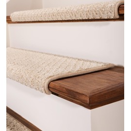 Oak Valley Designs™ Rounded Bullnose Carpet Stair Treads - Anti Slip Indoor Stair Mats for Wooden Stairs, Style: Bayside Charm, Crystal Canyon 31" W X 9.75" D (Set of 4)