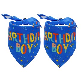 2 pcs Dog Birthday Bandana,Birthday Dog Bandana Boy Triangle Scarf Triangle Dog Scarfs Bandanas for Small Medium Dogs Pets Birthday Party Supplies (Blue)