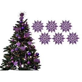 Simply Products Pack of 6-10cm Glitter Hanging Decoration, Snowflakes Christmas Tree Decorations (Lilac)