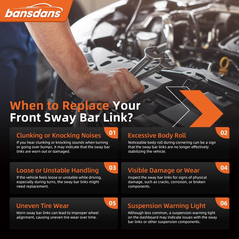 bansdans K80894 Sway Bar Link Front, 2pcs Stabilizer Bar Link