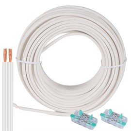 Comdourt 50FT SPT-2 16/2 Low Voltage Landscape Wire, UL Listed 16 Gauge 2 Conductor Electrical Wire, 16 AWG Wire Stranded Tinned Copper Cable for LED Strips Lamps Lighting, White