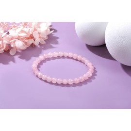 CrystalTears Rose Quartz Healing Crystal Bracelet 6mm Natural Gemstone Bead Bracelets for Women Energy Quartz Crystal Stone Stretch Bracelet Healing Crystal Jewellry Gift for Women Her Christmas