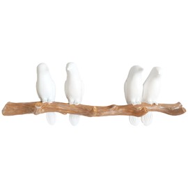 Bird Hat Hook,Wall Rack Hanger Decor Hooks,Tree Branch with Unique Hanging White Dove for Coat Towel Key Clothes in Bathroom Kitchen Bedroom Living Room(4 Birds)