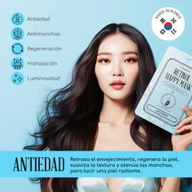 Kocostar I Koreanische Gesichtsmasken: Retinol Happy Mask und Polyglutamic Acid Happy Mask, Behandlung mit glättender Wirkung, verleiht Glanz, Elastizität und intensive Feuchtigkeit, 4 Stück
