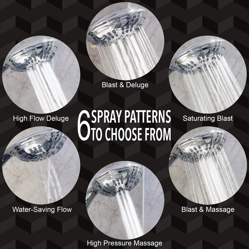 Aqua Elegante 6 Function Luxury Handheld Shower Head - Adjustable