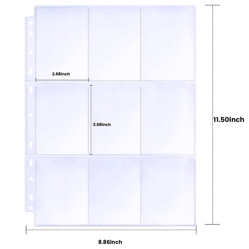 30 Pack 540 Pockets Binder Card Sleeves Double-Sided 9 Pocket