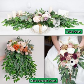 HUAHUA 40pcs Artificial Italian Ruscus Greenery Stems -Faux Green Leaf Garland Silk Greenery Leaves for DIY Wedding Arch Bouquet Filler Table Centerpieces Home Indoor Decor (Green-40 Pcs)