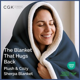 Sherpa Fleece Blanket King Size - Reversible Sherpa Fleece King Blanket - Super Soft Double Sided for Bed, Sofa, Couch - Thick, Warm, Fuzzy and Plush - Luxurious Bedding for Winter - Navy, 90" x 108"