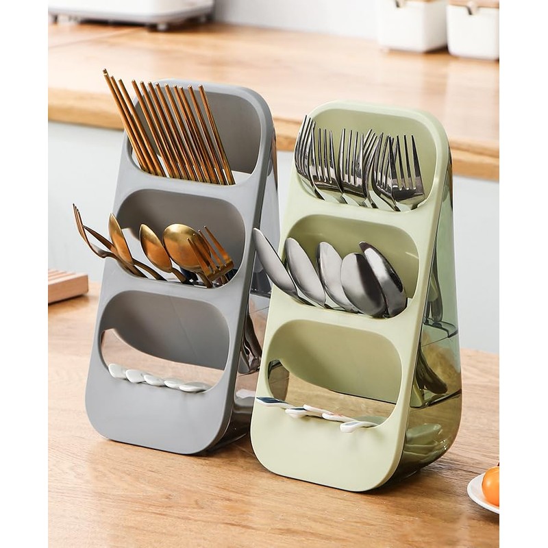 Hosoncovy Countertop Cutlery Drying Holder 3 Tier Cutlery Drainer Tableware